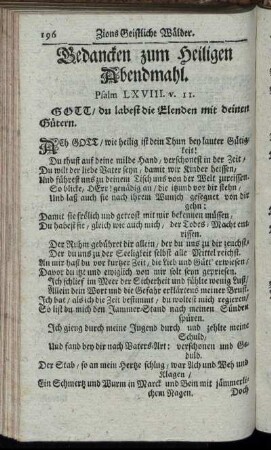 Bedancken zum Heiligen Abendmahl. - Morgen- und Abend-Gedancken.