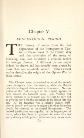 Chapter V. Conventional period