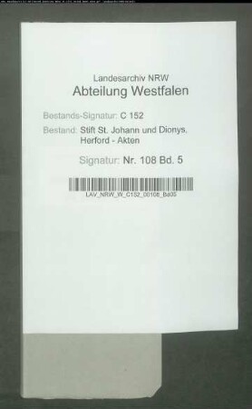 Rechnung der Neustädter Kirche zu Herford.