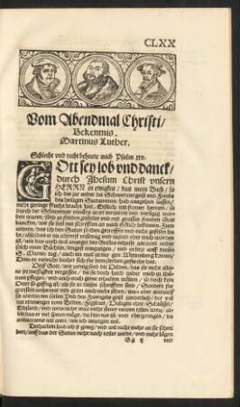 Vom Abendmal Christi/ Bekentnis. Martinus Luther.
