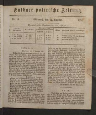 Mittwoch, den 12. October. 1831