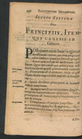 Sectio Septima. De Principii, Itemque Caussis In Genere.