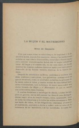 La mujer y el matrimonio : Mme. de Gasparin