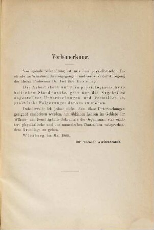 Die Bedeutung der Nase für die Athmung : (Aus dem physiologischen Institute zu Würzburg) ; Mit 1 lithogr. Tafel