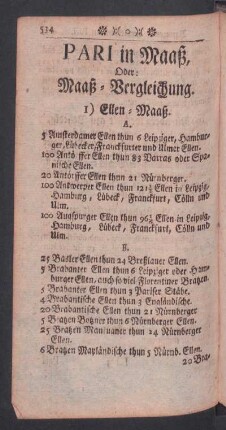 Pari in Maaß, Oder: Maaß-Vergleichung