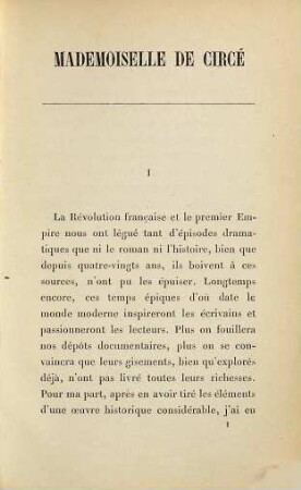 Mademoiselle de Circé : Roman d'une conspiration sous le premier empire, 1805 - 1806
