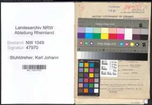 Entnazifizierung Karl Johann Stuhldreher , geb. 23.09.1905 (Spinnmeister)