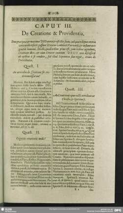 Caput III. De Creatione & Providentia