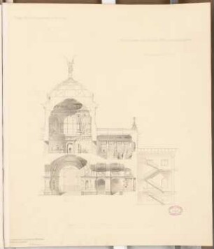 Vereinshaus der Berliner Künstler Schinkelwettbewerb 1880: Querschnitt (Ausschnitt); Maßstabsleiste