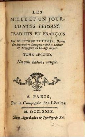Les Mille Et Un Jour : Contes Persans, 2
