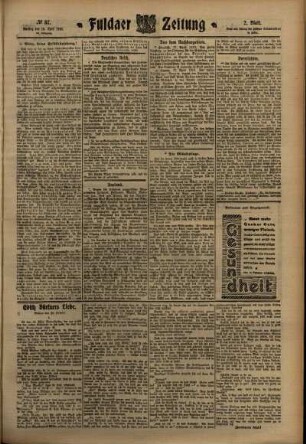 Zweite Ausgabe vom Montag, den 18. April 1910.