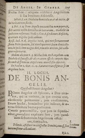 II. Locus. De Bonis Angelis.