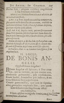 II. Locus. De Bonis Angelis.