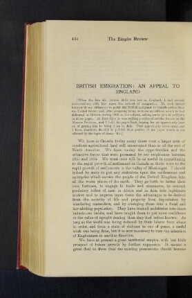 British Emigration: An Appeal to England.