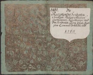 Annahme des Scribenten Christoph Philipp Müller zum Kammerregistrator