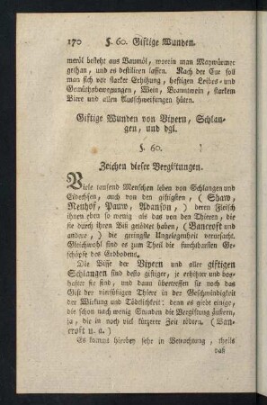 170-180, Giftige Wunden von Vipern, Schlangen, und dgl.