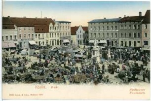 Köslin. Markt mit Transportwagen