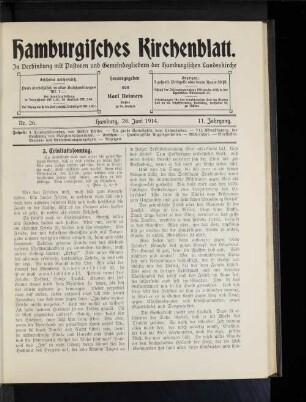 Nr. 26. Hamburg, 28. Juni 1914. 11. Jahrgang.