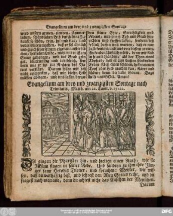 Evangelium am drey und zwanzigsten Sontage nach Trinitatis, Matth. am 22. Capit. v. 15:22.