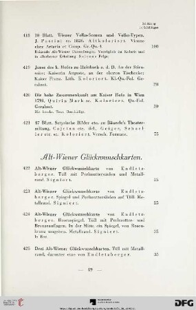 Alt-Wiener Glückwunschkarten (Nr. 422-431)