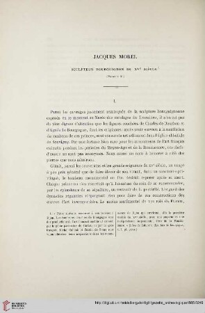 Jaques Morel: sculpteur Bourguignon du Xve siècle
