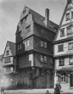 Frankfurt am Main, Roseneck : Frankfurt am Main. Roseneck (Inhaber: Walter Thurecht) und Lorenz-Heister-Haus, Große Fischergasse 14. Straßenansicht