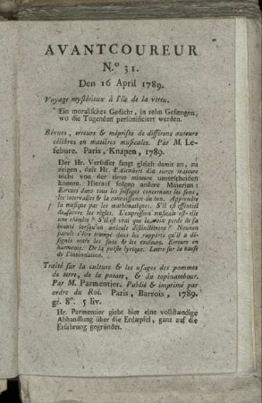 No. 31. Den 16. April 1789. - No. 35. Den 1. May 1789.