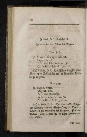 Zwölfter Abschnitt. Formeln bei der Säure im Magen.
