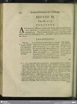 Sectio VI. Cap. III, 13-18