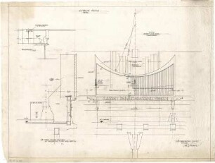 Gsaenger, Gustav; München - Allach; Ev. Kirche, Anbau Gemeindesaal - Orgel (Ansichten, Schnitt)