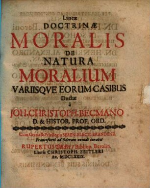 Lineae Doctrinae Moralis De Natura Moralium Variisque Eorum Casibus