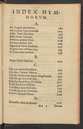 Index Hymnorum.