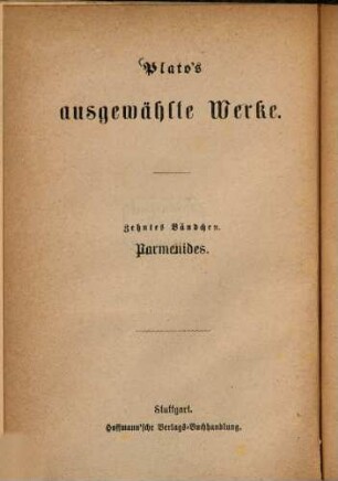 Plato's ausgewählte Werke, 10