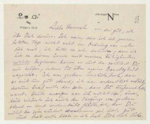Brief von Raoul Hausmann an Hannah Höch. Berlin. Briefkopf: Club Dada Steglitz
