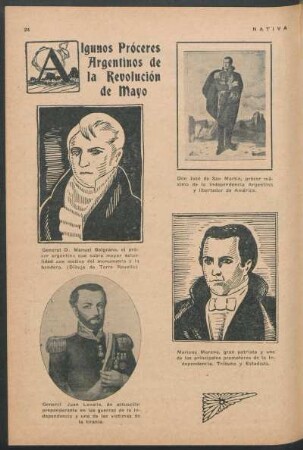 Algunos próceres argentinos de la Revolución de Mayo
