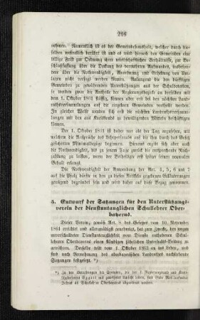 Entwurf der Satzungen für den Unterstützungsverein der dienstuntauglichen Schullehrer Oberbayerns