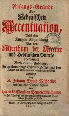 Anfangsgründe der Hebräischen Accentuation