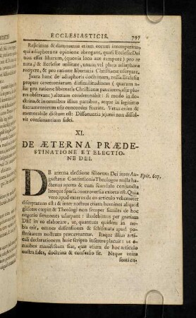 797-823, XI. De Aeterna Praedestinatione Et Electione Dei