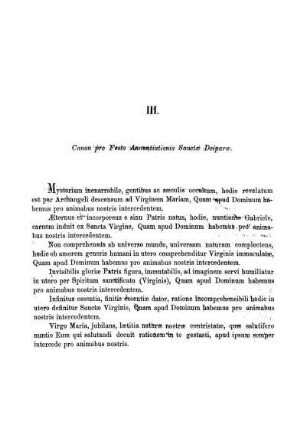 III. Canon pro Festo Annuntiationis Sanctæ Deiparæ.