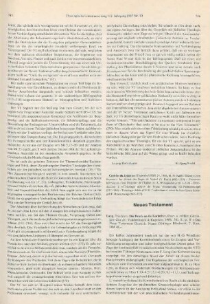 746-747 [Rezension] Lang, Friedrich, Die Briefe an die Korinther