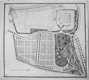 Entwurf zu einem englischen Park, vermutlich Schloßpark Rötha, Lageplan