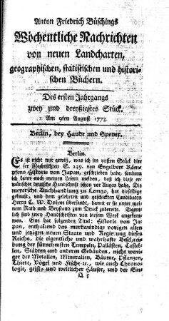 Zwey und dreyßigstes Stück