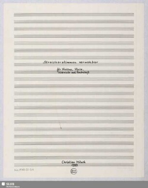 Streicherstimmen verwehbar für Violine, Viola, Violoncello und Kontrabaß