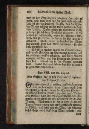 Das VIII. und IX. Capitel. Die Gestalt der in der Bärmutter erzeugten Leibes-Frucht.
