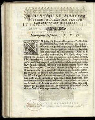 Dedikation an Carolo Trocto sacrae theologiae doctori