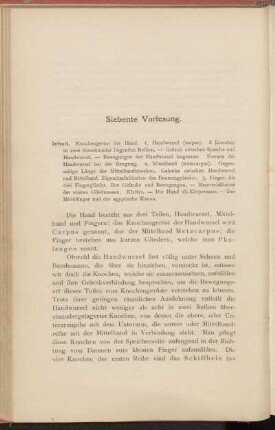Siebente Vorlesung.