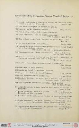 Arbeiten in Stein, Perlmutter, Wachs, Textile Arbeiten (Nr. 774-833)