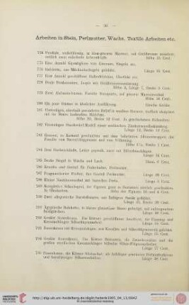 Arbeiten in Stein, Perlmutter, Wachs, Textile Arbeiten (Nr. 774-833)
