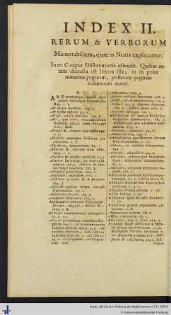Index Rerum & Verborum Memorabilium.