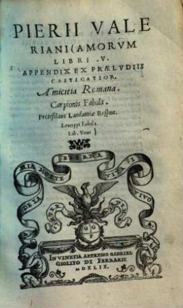Amorum libri V. : Appendix ex praeludiis castigatior